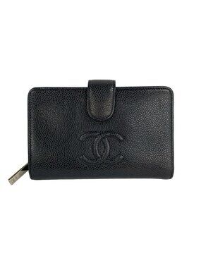 Chanel Bifold Wallet Black Silver